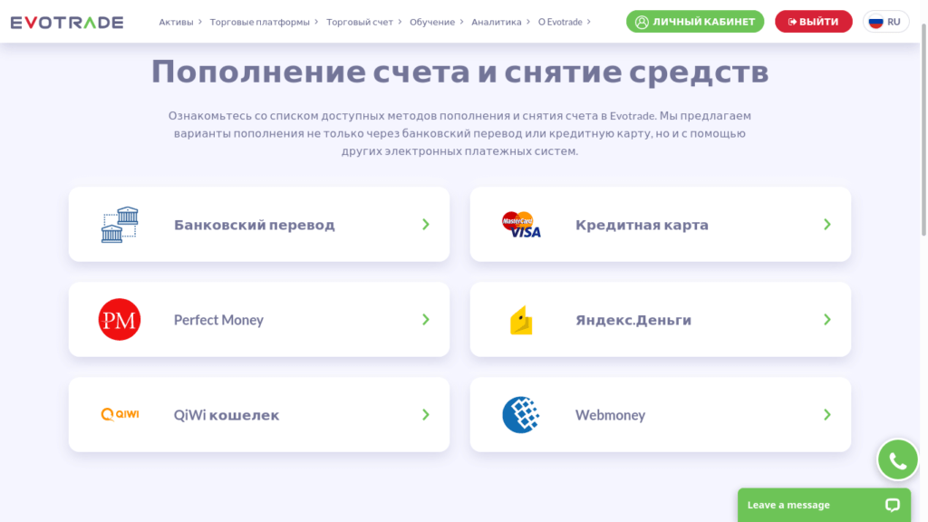 способы пополнения