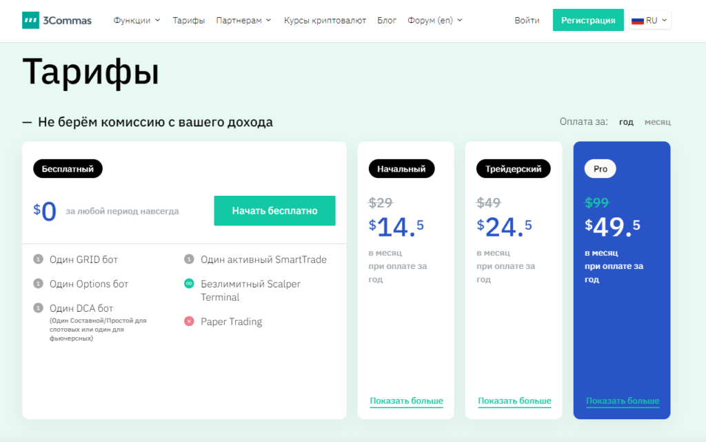 тарифы 3коммас