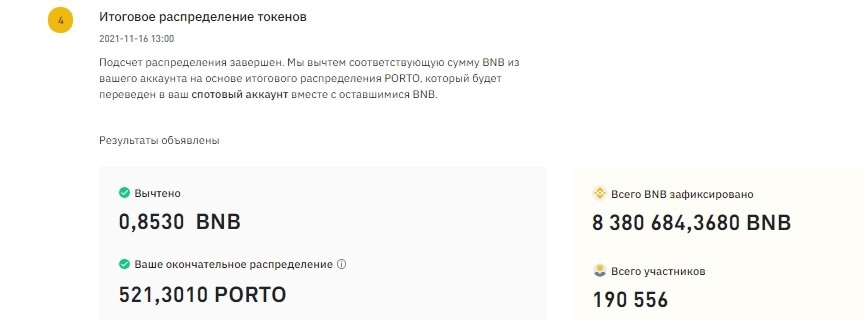 распределение токенов
