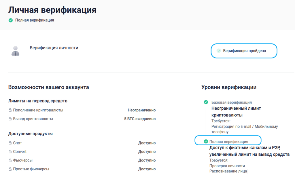 успешная верификация