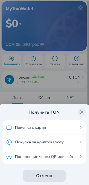 получить ton