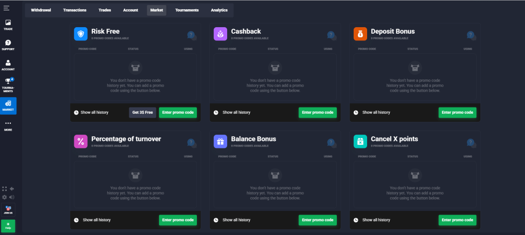 Available promo codes